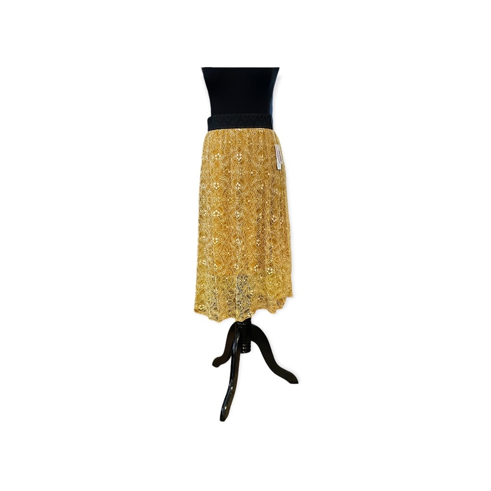 S Lularoe NEW Lola Lined Skirt Gorgeous Gold Lace Small